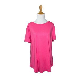Xieerduo Pink Exercise Running Short Sleeve Loose Fit Yoga Shirt Top Size XL